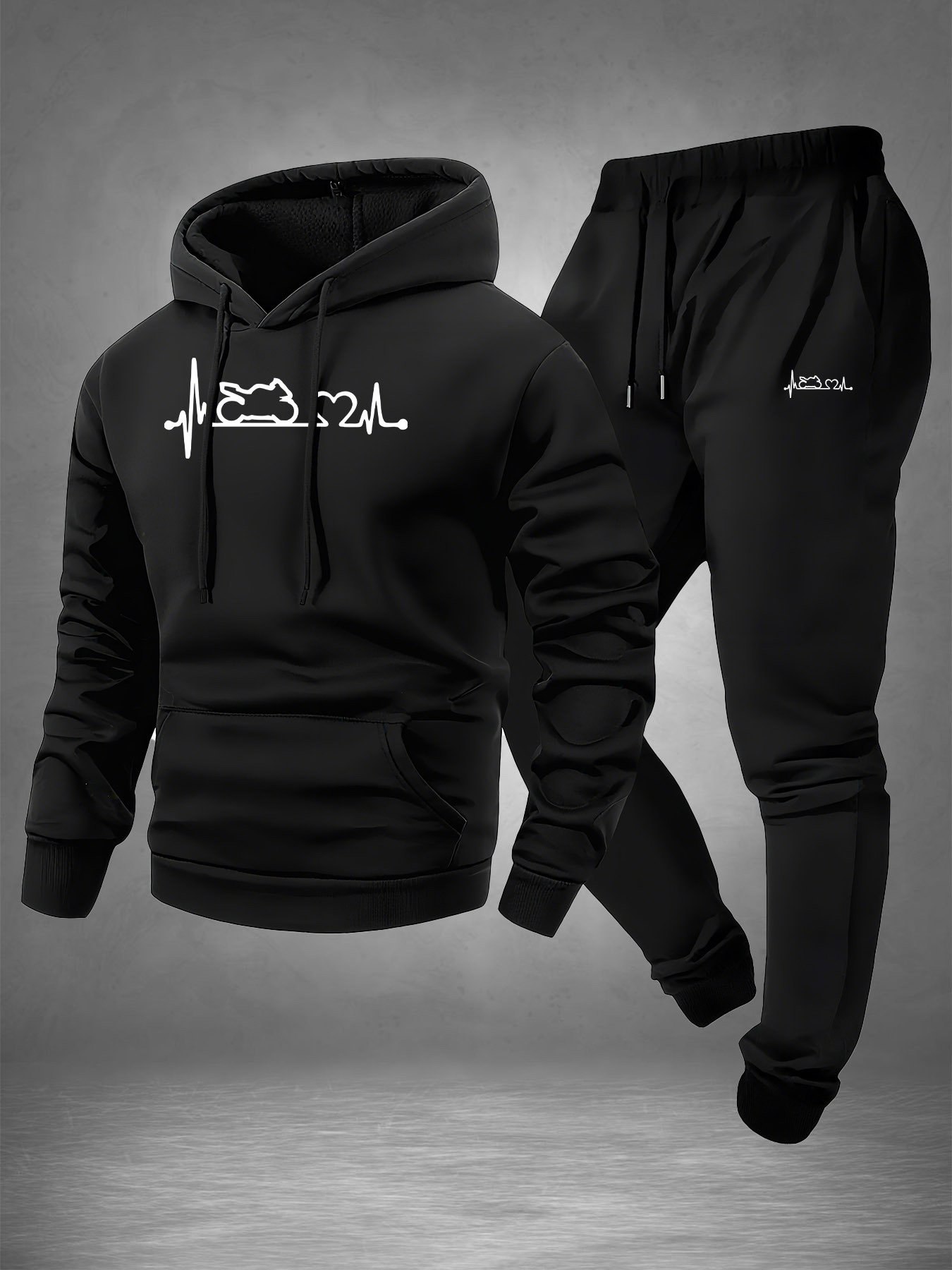 Winter Clothes - Męski dwuczęściowy dres motocyklowy z nadrukiem