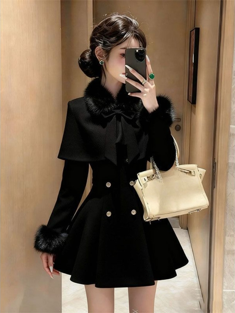 Winter Clothing Ladies - Elegancki francuski zestaw z wełny w