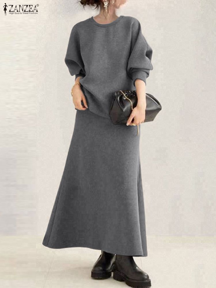 Winter Clothing Ladies - ZANZEA Damski Jesienny Zestaw: Bluza i