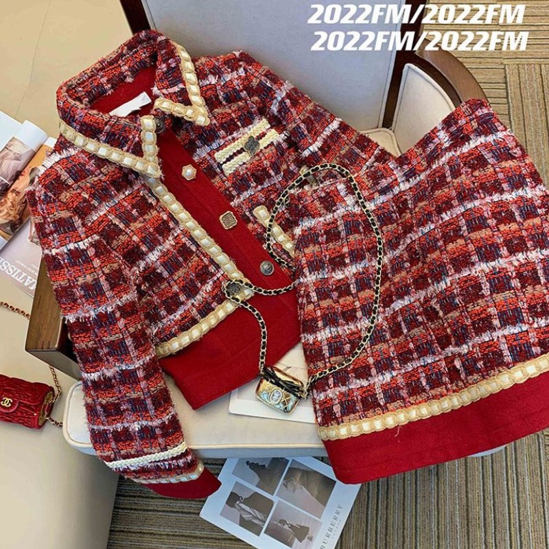 Kobiety elegancki Tweed czerwo – Winter Clothing Vintage recenzja i cena