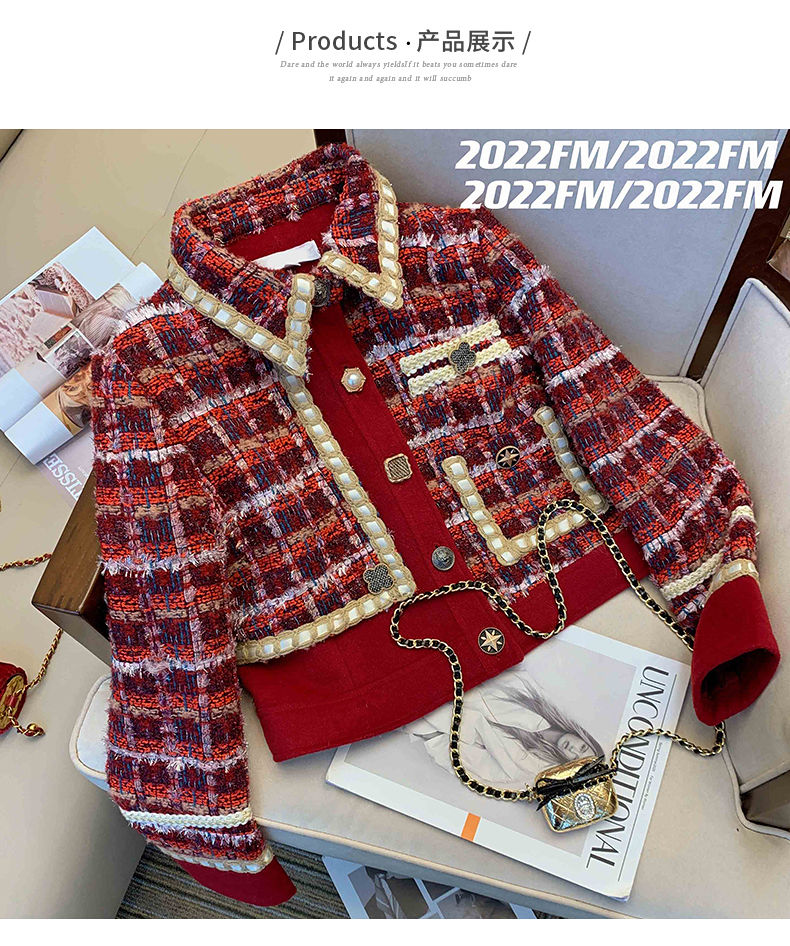 Kobiety elegancki Tweed czerwo – Winter Clothing Vintage recenzja i cena