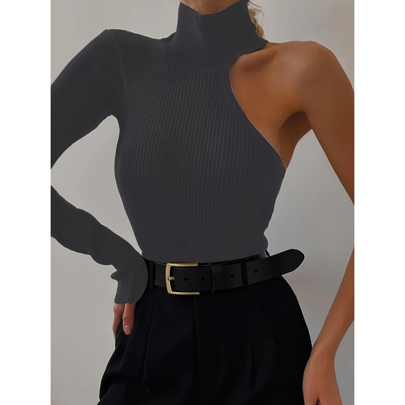 Asymetryczne body z prążkowane – Winter Clothing For Women recenzja i cena