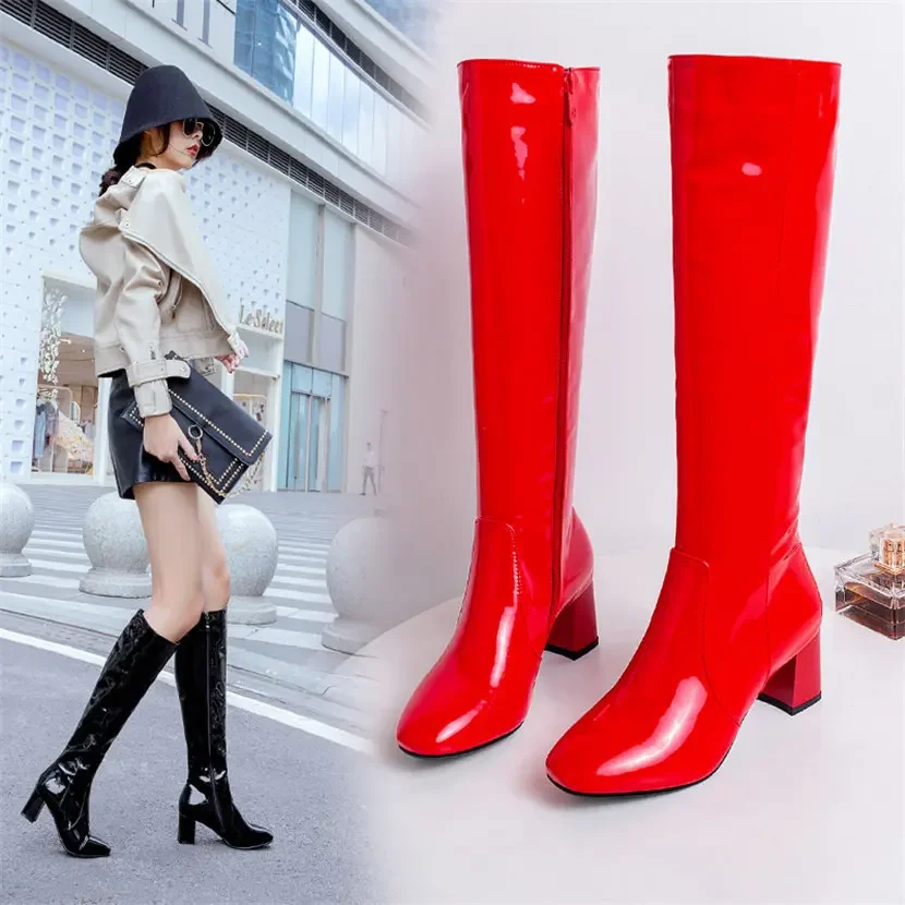 Red White Patent Leather Women – Winter Clothing Ladies recenzja i cena